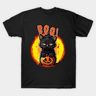 Spooky Black Kitty  BOO! T-Shirt